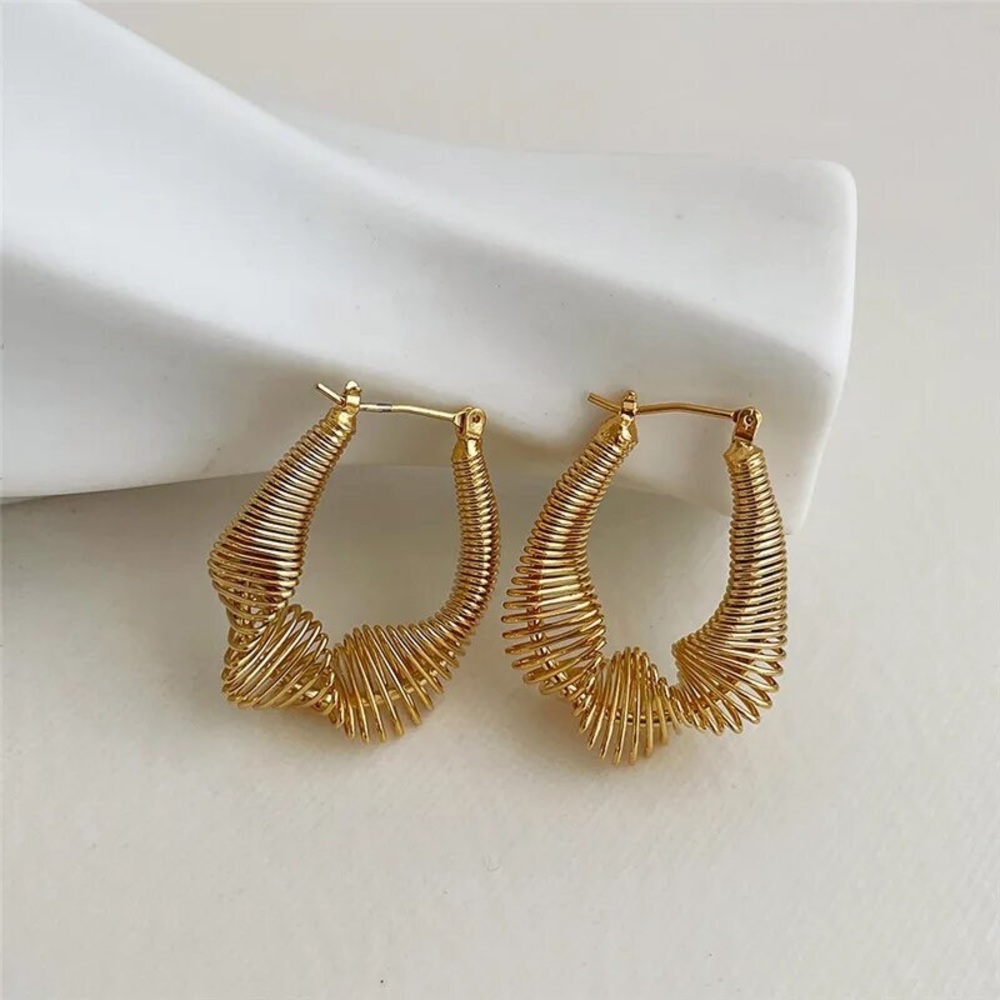 Golden Spirals Hoop Earrings
